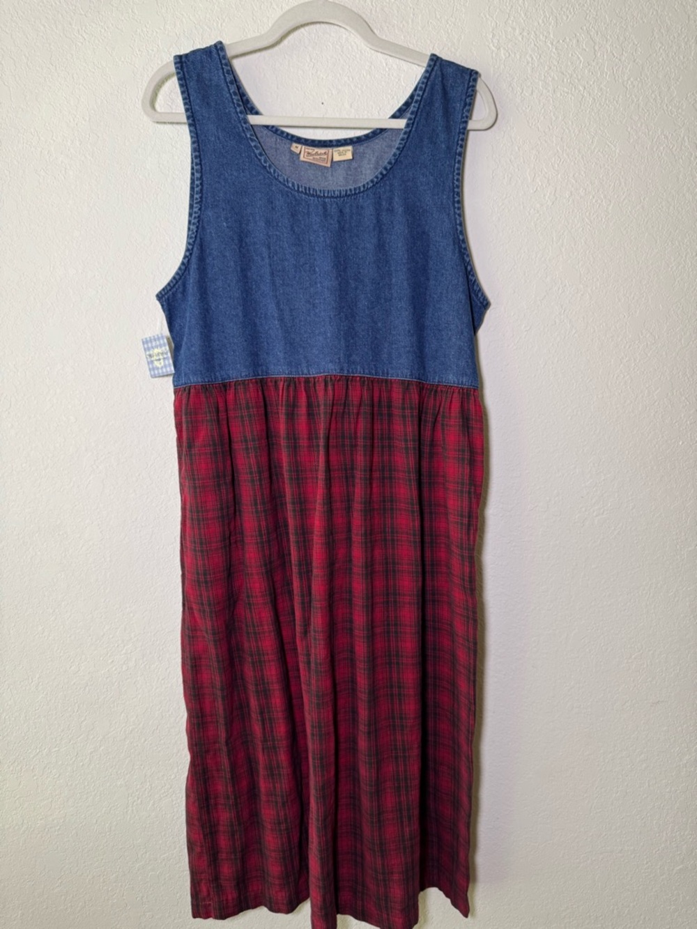 Vintage 90’s plaid and denim midi dress